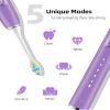 7AM2M Sonic Electric Toothbrush with 6 Brush Heads for Adults and Kids, One Charge for 90 Days, Wireless Fast Charge, 5 Modes with 2 Minutes Build in Smart Timer, Electric Toothbrushes(Purple) view 3