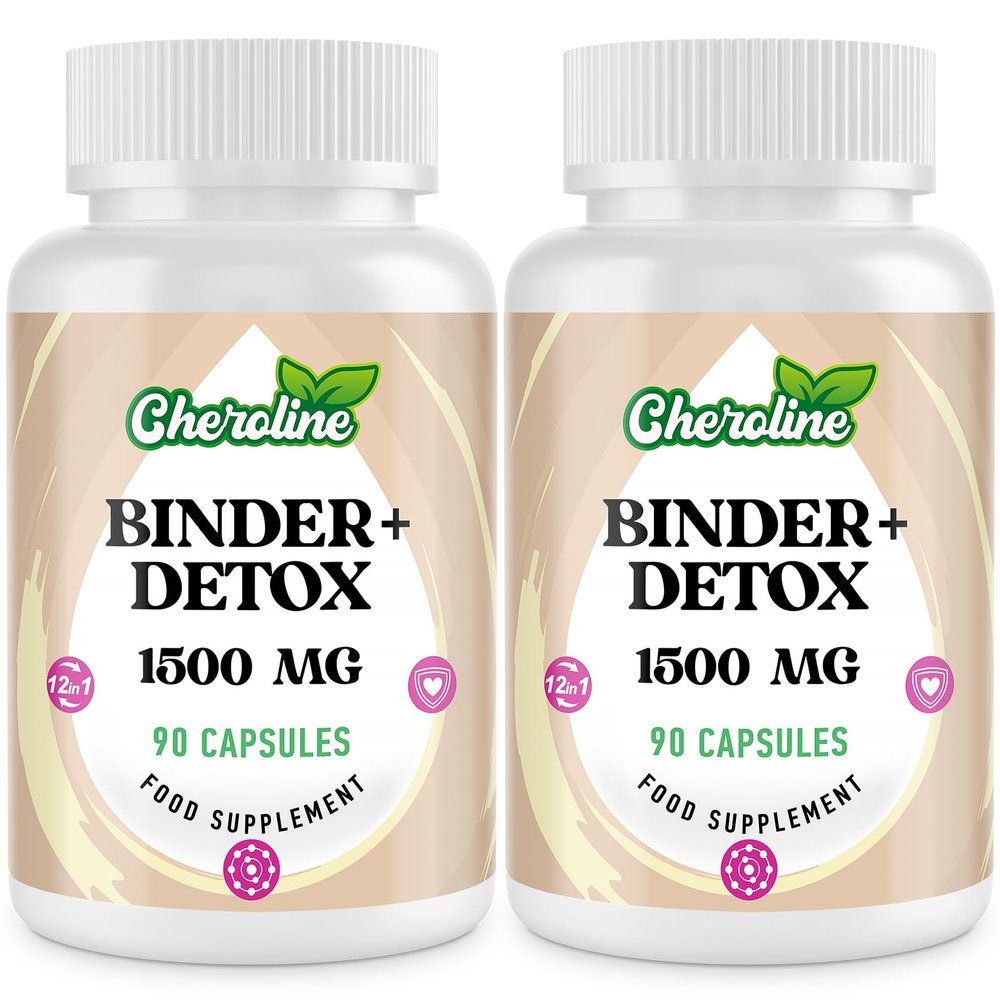 9-in-1 Binder Detox Capsules 1500mg, High Strength Gut & Liver Detox Cleanse, with Activated Charcoal, Highly Absorbable Full Body Detox, Vegan & Natural (90 Count (Pack of 2))