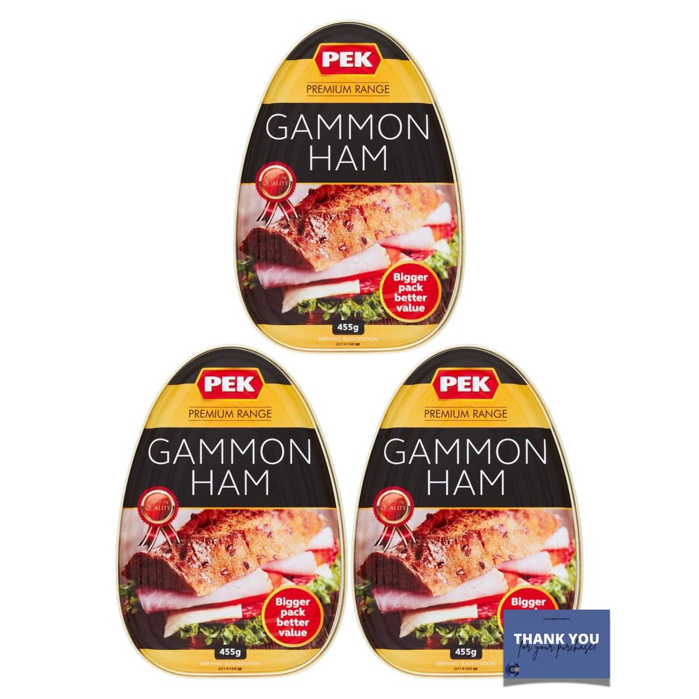 PEK Premium Range Gammon Ham 455g (3 Packs) - Deliciously Tender, Ready to Eat Ham for Sandwiches & Meals