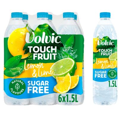 Sugar Free Volvics Touch of Fruit Flavoured Water 1.5L (6x1.5L, Lemon & Lime)