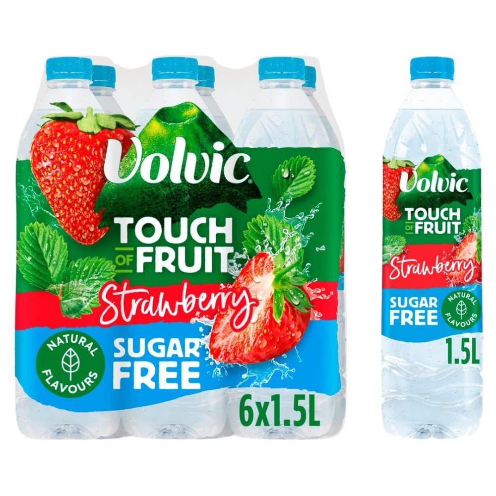 Sugar Free Volvics Touch of Fruit Flavoured Water 1.5L (6x1.5L, Strawberry)