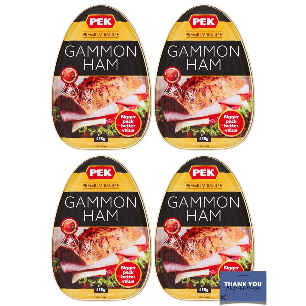 PEK Premium Range Gammon Ham 455g (4 Packs) - Deliciously Tender, Ready to Eat Ham for Sandwiches & Meals