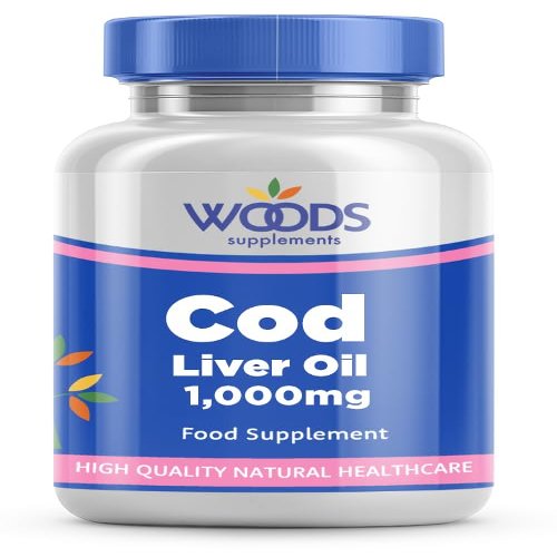 Cod Liver Oil 1000mg (360 Capsules) from Woods Supplements | This Nutrient Rich Supplement Provides 1000mg of Pure Cod Liver Oil and Vitamins A and D | EPA 80mg DHA 90mg