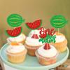 Ercadio 24 Pcs One Watermelon Cupcake Toppers Glitter Fruit Theme Summer Watermelon Cupcake Picks for Kid Baby Shower Party Decorations Boy Girl Birthday Cake Party Supplies Watermelon view 3
