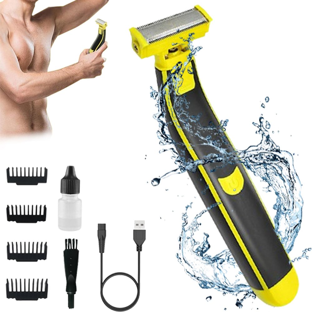 SOCLING full body washes wet and dry shaver, Waterproof Wet and Dry Trimmer, 2024 New Men's Electric Shaver Full Body wash Wet and Dry Double Shave, Ergonomic Body Groomer Shaver-1 set