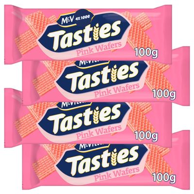 Pink Wafers Biscuit Bundle Containing Tasties Pink Wafers 100g (4 Pack)