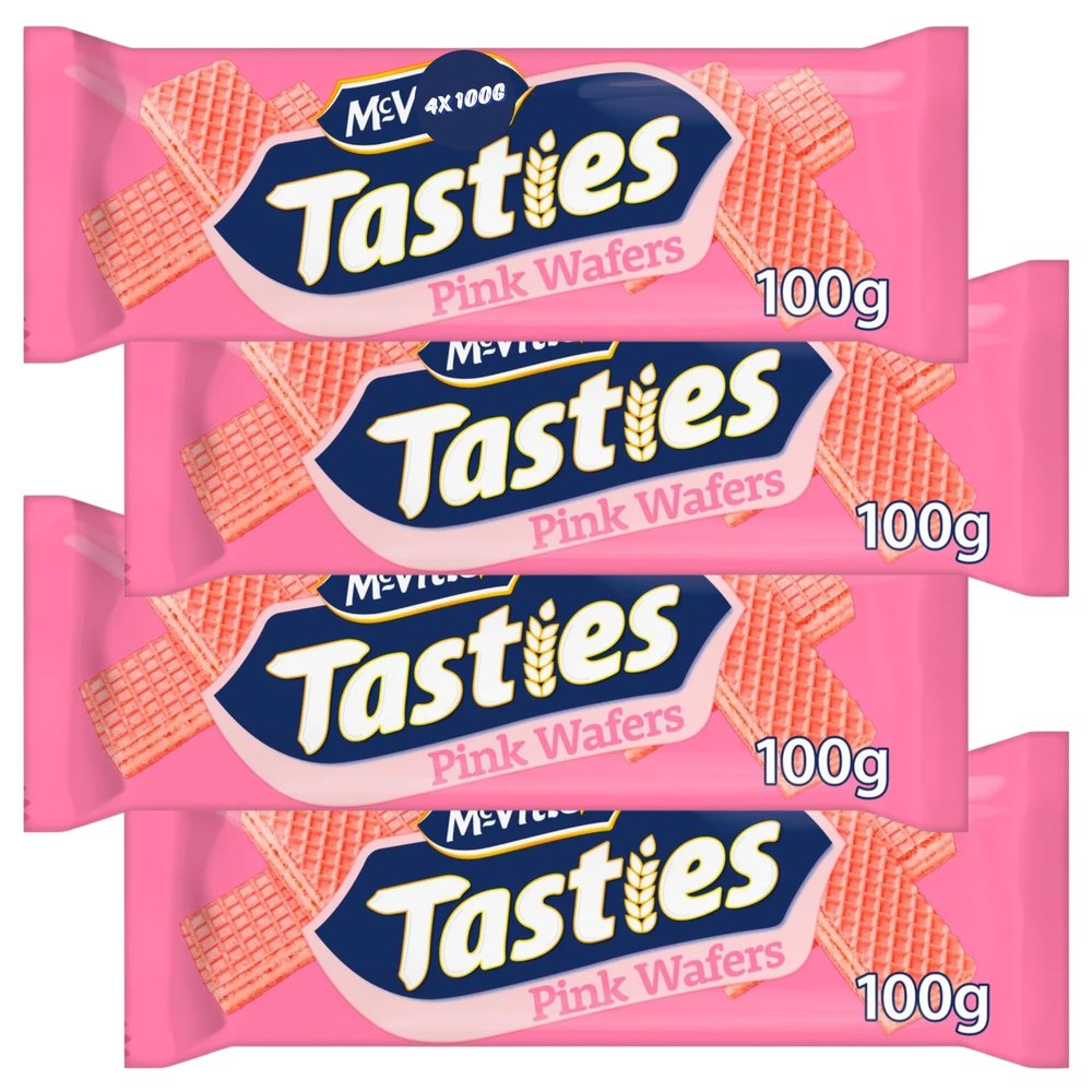 Pink Wafers Biscuit Bundle Containing Tasties Pink Wafers 100g (4 Pack)
