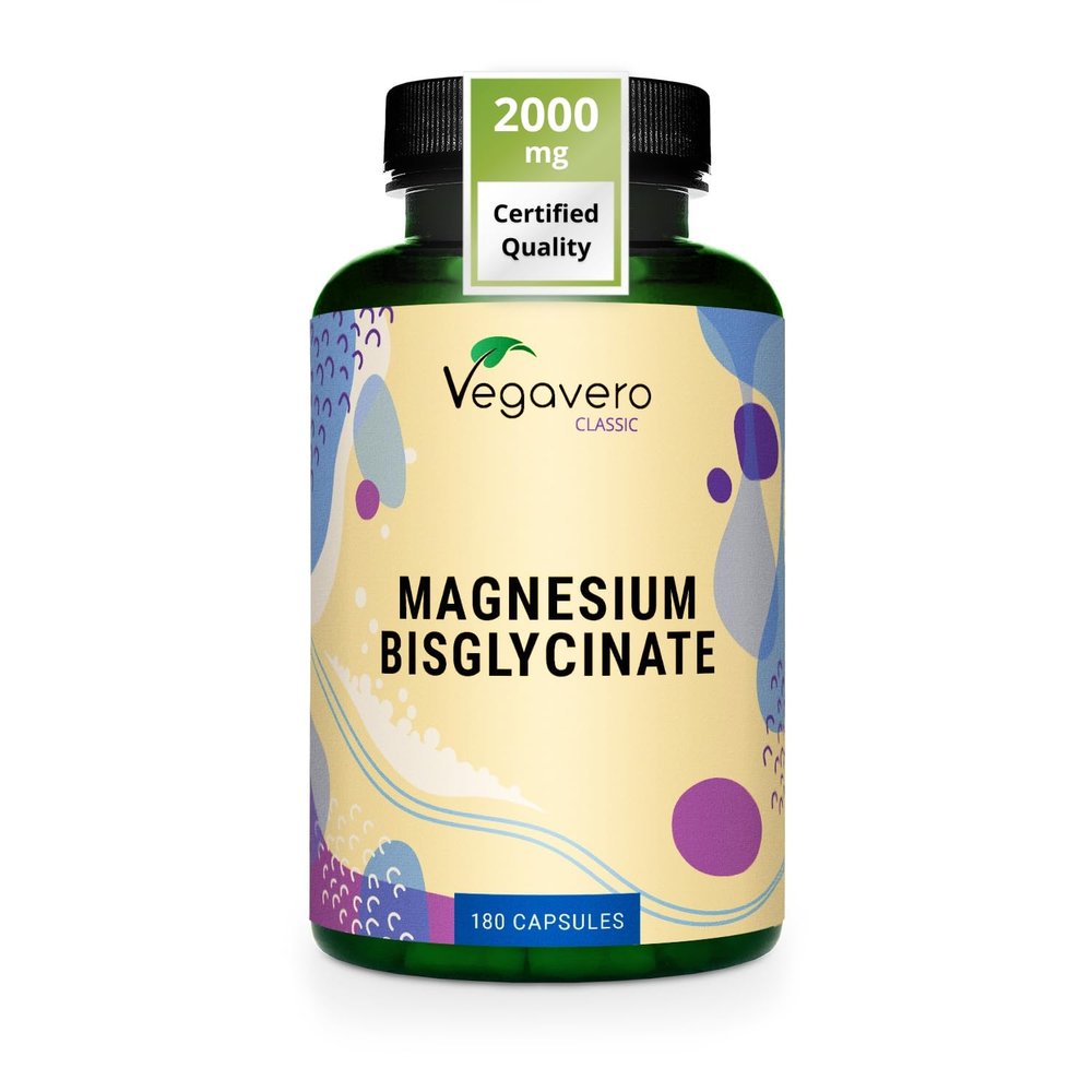 Vegavero Magnesium Bisglycinate 2000 mg | Max Absoption & Bioavailability | Relaxation, Muscle Health, Stress & Energy Support Supplement | 180 Capsules | Vegan