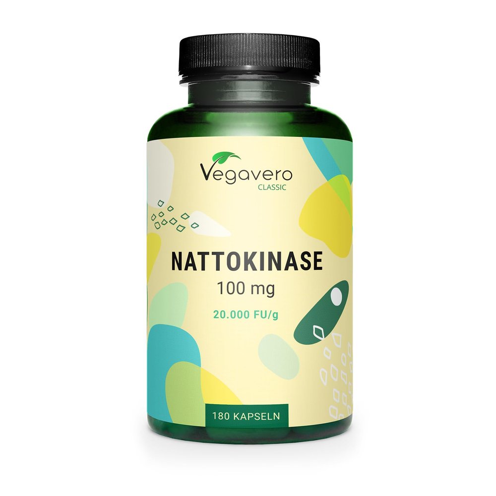 Vegavero Nattokinase 2000 FU  100 mg | 180 Capsules | 100% Natural from Fermented SOYA Bean Extract | Enzyme from Japanese Natto | NO Additives | Vegan