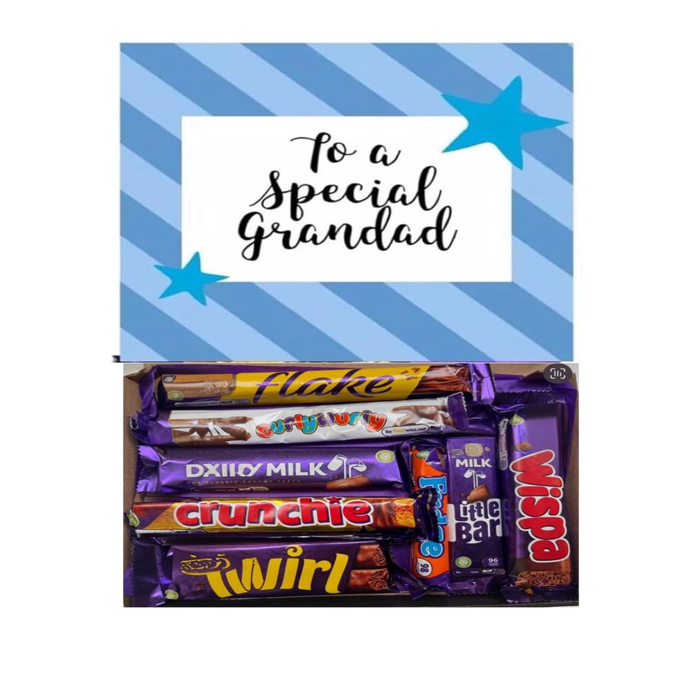 Special Grandad Happy Birthday Chocolate Selection Box Gift Hamper Present - 8 Full Size Bars