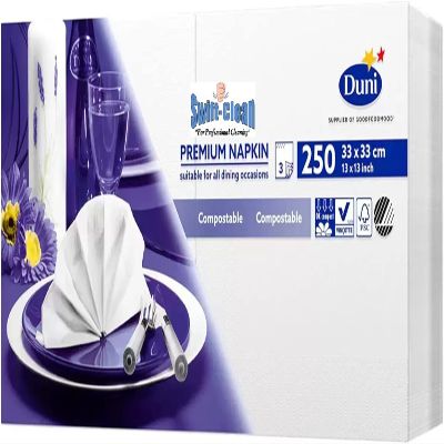 Swift Clean 250 Large Premium Napkins (33cm 3ply), White