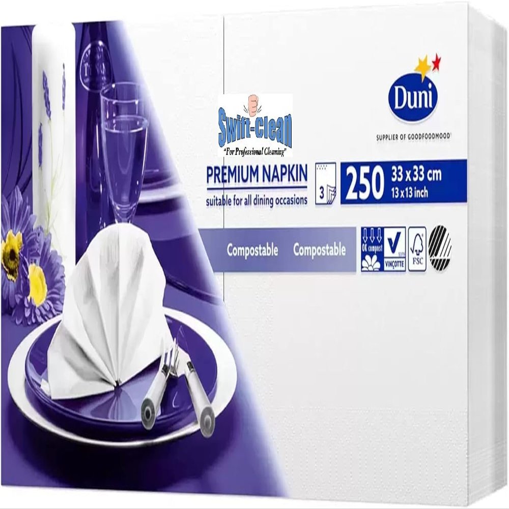 Swift Clean 250 Large Premium Napkins (33cm 3ply), White