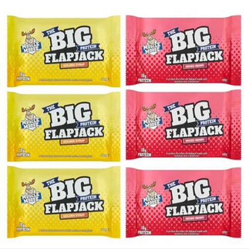 MM Big Protein Flapjack  Pack of 6 (3x Mixed Berry & 3x Golden Syrup) | High Protein Snack Bar for Energy & Muscle Recovery | Post-Workout, Gym & On-the-Go Nutrition