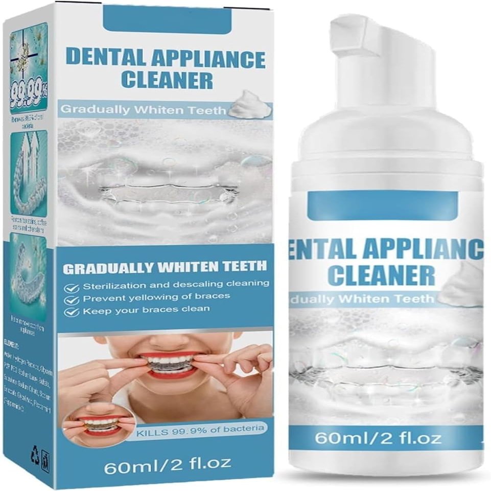 sjfscqr Dental Foam Braces Cleaner Cleaning Foam for Cleans,Whitens Teeth & Fights Bad Breath Tooth Stain Removal Serum,Oral Appliance Cleaner