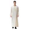 Adhdyuud Men Ramadan Robe Islamic Kaftan Thobe Long Sleeves Arab Muslim Middle East Crew Neck Dubai Zip Abaya beige XXL view 1