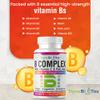 Vitamin B Complex Tablets - 8 Essential B Vitamins & Vitamin C - Folic Acid, B1, B2, B3, B5, B6 and Vitamin B12 Supplement - Vegan & Gluten Free - 120 Tablets for 4 Months Supply view 4