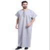 Adhdyuud Men's Muslim Middle East Robe Arabic Islamic Jubba Thobe Turkey Dubai Kaftans Short Sleeve Caftans GRAY S view 1