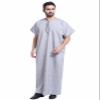Adhdyuud Men's Muslim Middle East Robe Arabic Islamic Jubba Thobe Turkey Dubai Kaftans Short Sleeve Caftans GRAY S view 3