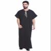 Adhdyuud Men's Muslim Middle East Robe Arabic Islamic Jubba Thobe Turkey Dubai Kaftans Short Sleeve Caftans GRAY S view 4