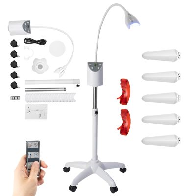 LED Teeth Whitening Beauty Lamp with 2 Pairs Goggles and Remote Control, Timing Function Height Adjustable, for clinics, Hospitals, Homes