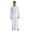 Adhdyuud Men's Middle East Muslim Kaftan Thobe Loose Islamic National Embroidered O-Neck Arab Robe white L view 1