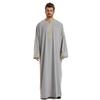 Adhdyuud Men's Middle East Muslim Kaftan Thobe Loose Islamic National Embroidered O-Neck Arab Robe white L view 4