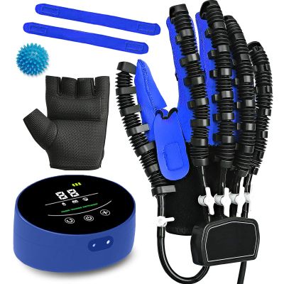 Yadlan Rehabilitation Robot Gloves for Stroke Hemiplegia Patients, Equipment for Hand Pain Relief Therapy Hand Exerciser Aids Robotic Glove(Size:Right Hand L,Color:Blue)