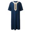 Adhdyuud Men Summer Islam Kaftan Muslim Kaftan Robe Loose Moroccan Embroidered Abaya Thobe Dark Blue 1 XXXL view 1