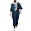 Adhdyuud Men Summer Islam Kaftan Muslim Kaftan Robe Loose Moroccan Embroidered Abaya Thobe Dark Blue 1 XXXL view 2