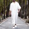 Adhdyuud Men Summer Islam Kaftan Muslim Kaftan Robe Loose Moroccan Embroidered Abaya Thobe Dark Blue 1 XXXL view 3