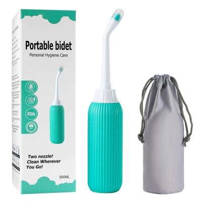Brigtviee Upside Down Peri Bottles for Postpartum Care, Perineal Bottle for Women Menstrual Cleansing, Portable Bidet for Travel, with Dual Nozzles and Retractable Conduit, 16.9oz/500ml,Green