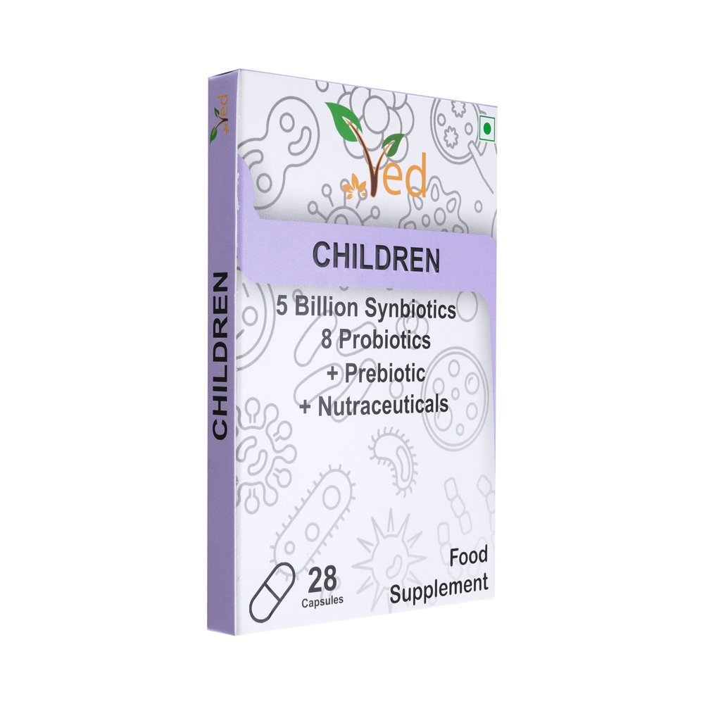 VED Children Complex Probiotics and Prebiotics Complex - 10 Billion CFU - 28 Probiotic Complex Capsules for Women & Men - Lactobacillus Piantarum, Casei, Rhamnosus, 28 Days Supply.