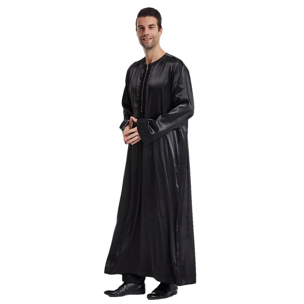 Adhdyuud Men Muslim Kaftan Robes Pakistan Traditional Long Jubba Thobe Morocco Turkish Dubai Islam Abaya black XXXL