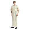 Adhdyuud Men Muslim Arabic Islamic Abaya Loose Ethnic Striped Saudi Arab Middle East Robe Jubba Thobe Beige XXL view 1