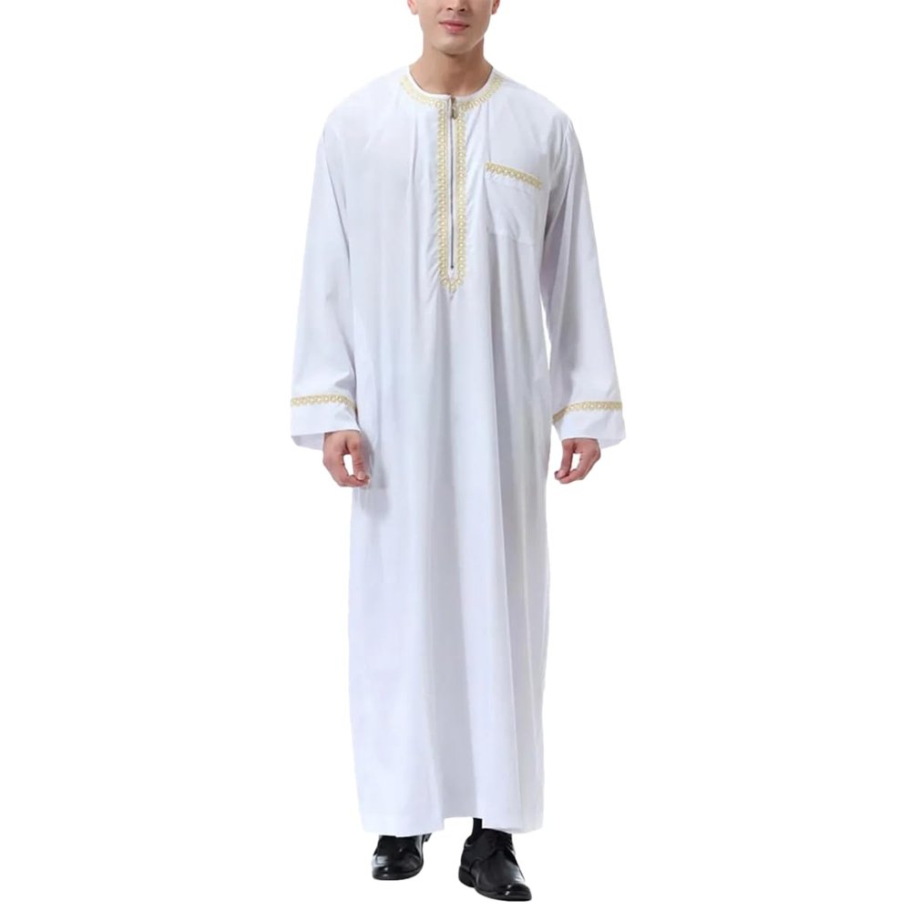 Adhdyuud Men Middle East Ethnic Muslim Islamic Jubba Thobe African Ramadan Eid Abaya Arabic Kaftan Saudi Robe Style1 XXXL