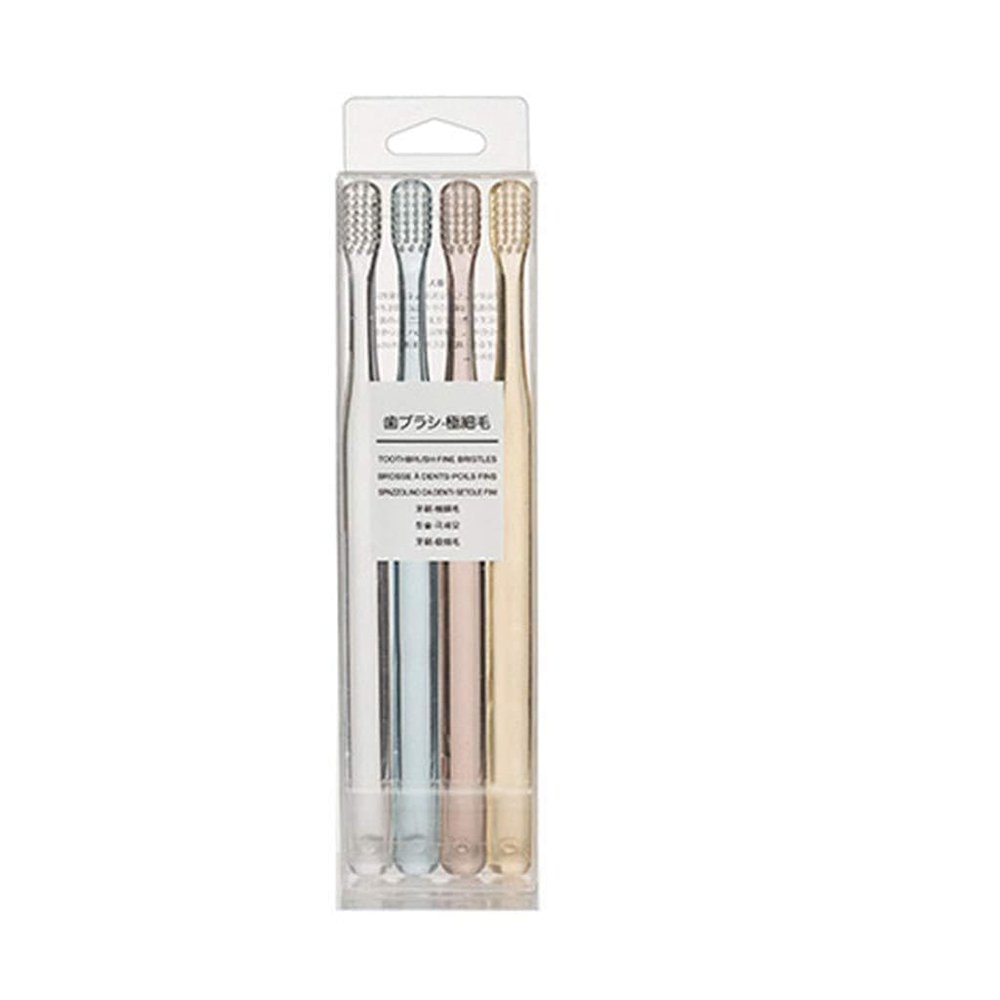 4Pcs/Set Clear Crystal Handle Toothbrush Soft Bristle Small
