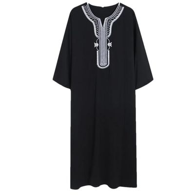 Adhdyuud Men Muslim Jubba Kaftan Thobes African Arabic Dubai Kaftan Abaya Islamic Saudi Arabia Robes Black 4XL