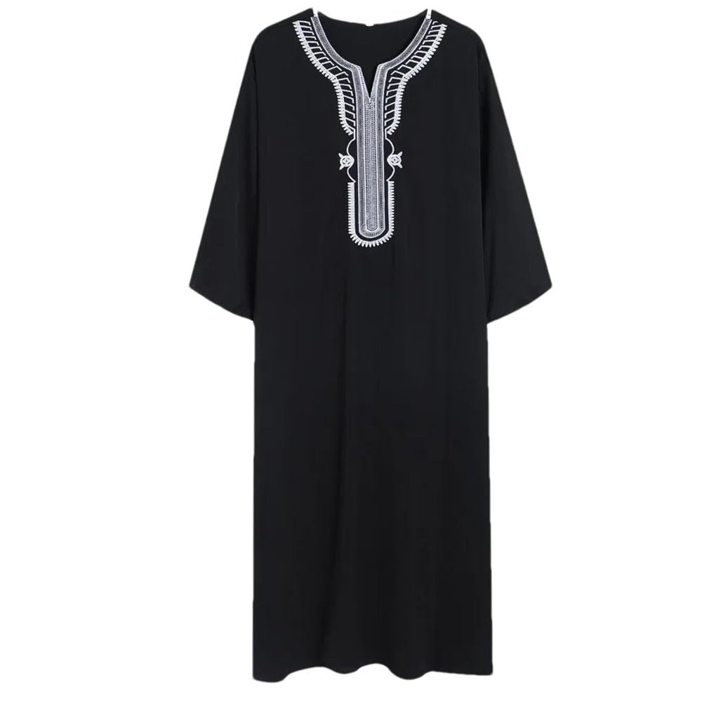 Adhdyuud Men Muslim Jubba Kaftan Thobes African Arabic Dubai Kaftan Abaya Islamic Saudi Arabia Robes Black 4XL