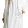 Adhdyuud Men Muslim Stand Neck Embroidered Kaftan Thobe Arabian Middle Eastern Sets Dubai Saudi Arabic Robe Beige 2XL view 4