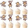 Cyodoos 24Pcs Monkey Cupcake Toppers for Forest Themed Cupcake Baby Shower Kids Birthday Party Cake Decorations Supplies view 1