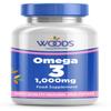 Omega 3 Fish Oil 1000mg (180 Capsules) from Woods Supplements | Rich Source of Two Essential Fatty acids Called EPA and DHA | Sustainably sourced | Providing EPA 180mg DHA 120mg per Capsule view 1