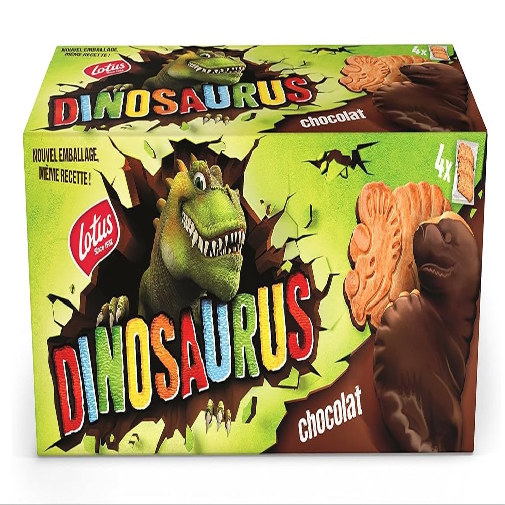 Lotus Dinosaurus Biscuits Dark chocolate 225g - Pack of 5