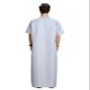 Adhdyuud Men's Muslim Ramadan Robe Kaftan Thobe O-Neck Short Sleeve Saudi Eid Abaya Dubai Middle East Caftan Gray M view 4