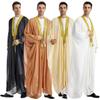 Adhdyuud Men Arabic Islamic Robe Kaftan Casual Muslim Moroccan Striped Middle East Long Caftan Thobe khaki9 XL view 2