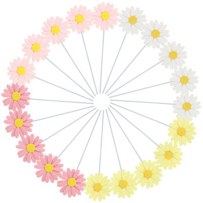 20 Pcs Daisy Cupcake Toppers Daisy Flower Cake Picks Cupcake Toppers Toothpicks Food Picks Party Decorations Baby Shower Birthday Summer Themed Party Wedding Supplies
