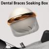 AARAINBOW Retainer Cleaner Case, False Teeth Container Leakproof Denture Box, Travel Denture Bath Case with Strainer Basket, Braces Mouth Guard Cleaning Holder Tub, White view 2