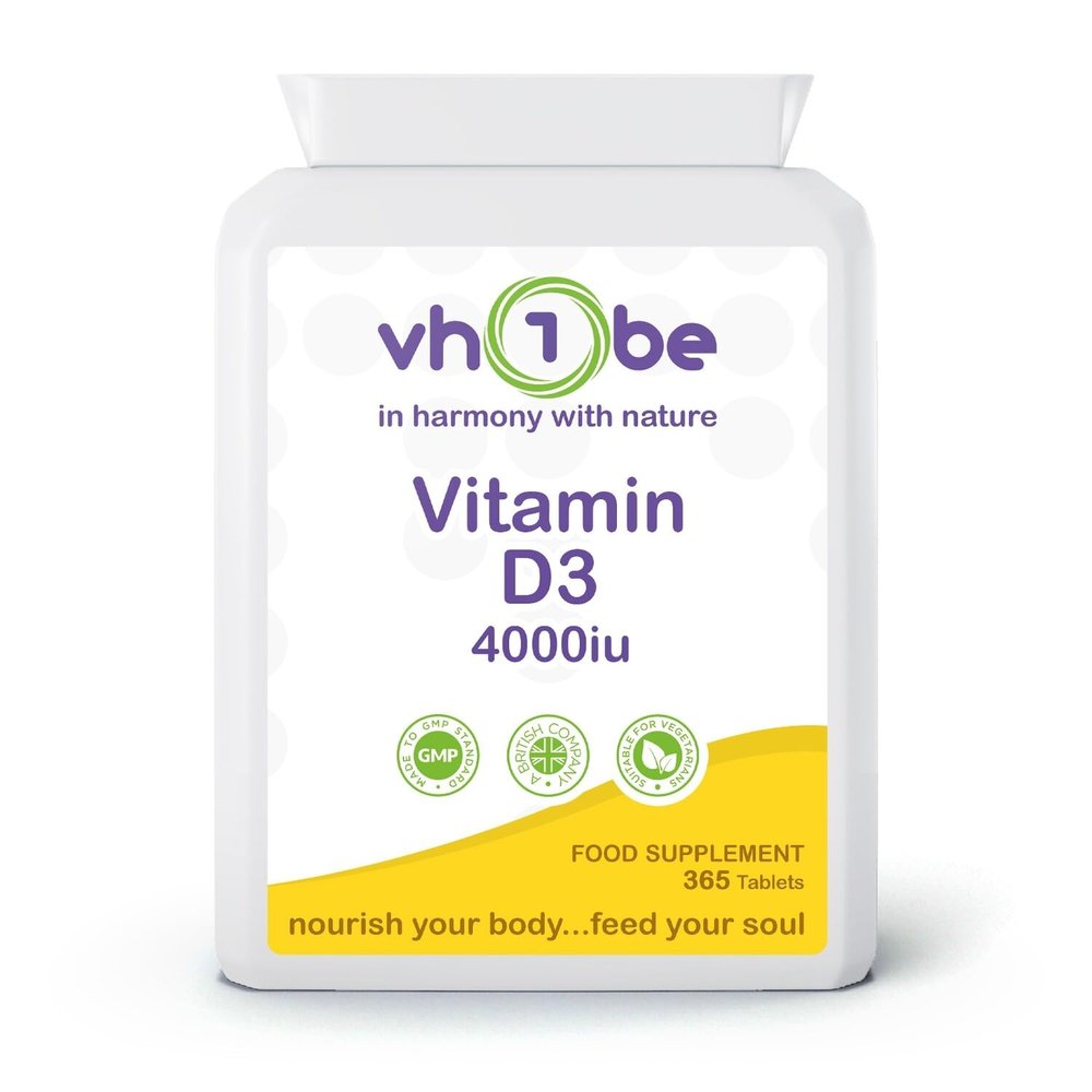 Vitamin D3 4000iu  365 Tablets | High-Strength Supplement for Immune Support, Bone & Muscle Health | Vegetarian-Friendly | Made in The UK by vh1be