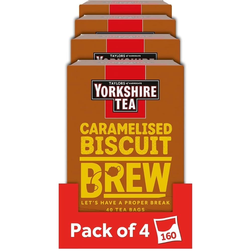 Yorkshire Tea Caramelised Biscuit Brew Flavoured Tea Bags, 4 Boxes of 40 Tea Bags (Total 160 Bags)