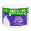 150 x Pedal Bin Liners Tie Handle White 100% Recycled Plastic Strong & Reliable for Kitchen Everyday & Commercial Use - Capacity - 35 Litre view 1