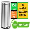 150 x Pedal Bin Liners Tie Handle White 100% Recycled Plastic Strong & Reliable for Kitchen Everyday & Commercial Use - Capacity - 35 Litre view 2